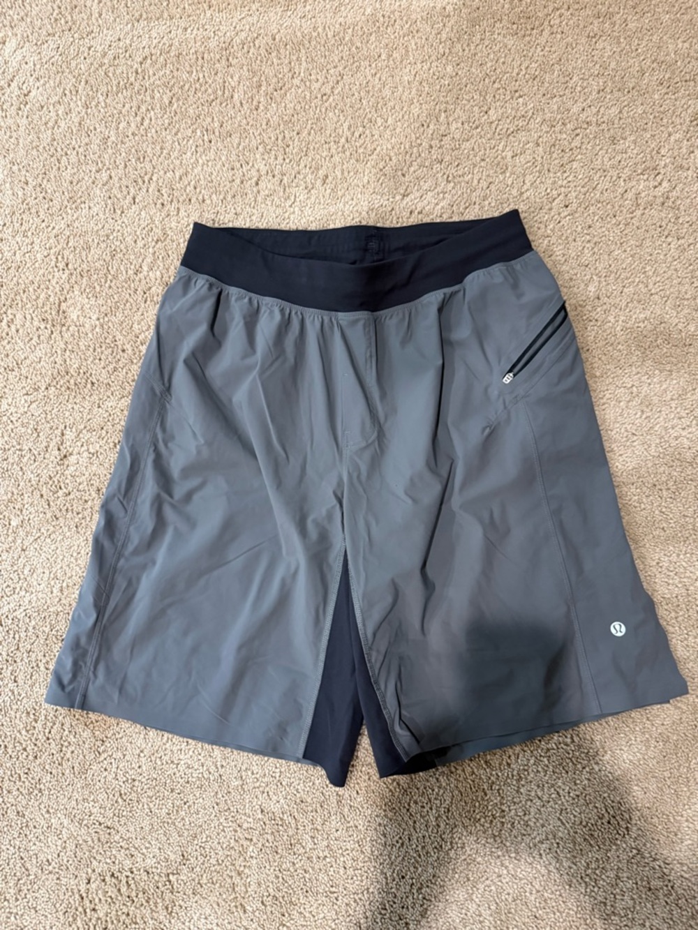 lululemon athletica Men’s Gray Athletic Shorts with Black Waistband